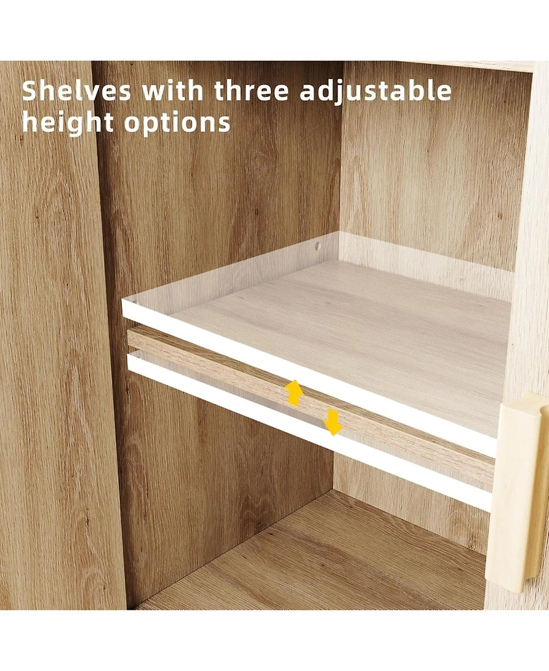 gaomon 2-Door Rattan Accent Storage Cabinet, Wood Sideboard for Living Room, Dining Room & Entryway