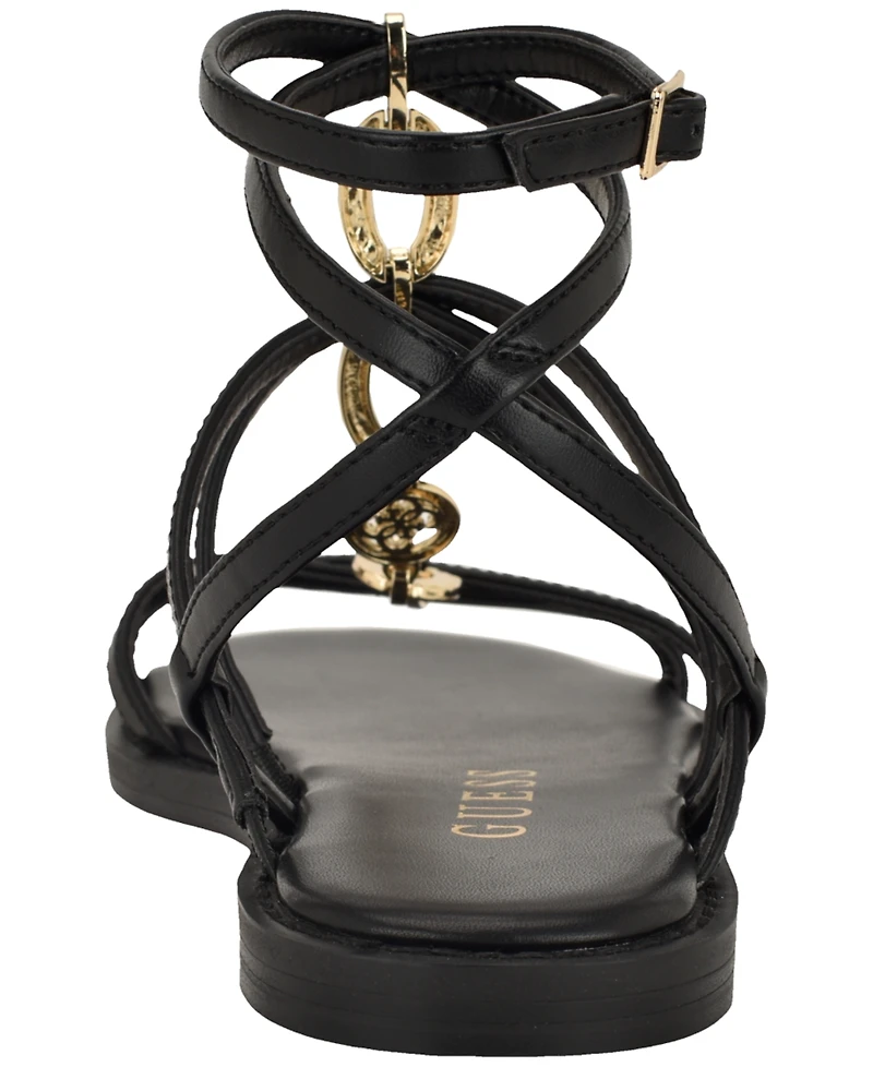 Guess Women's Grunge Gladiator Ornamented Flat Sandals