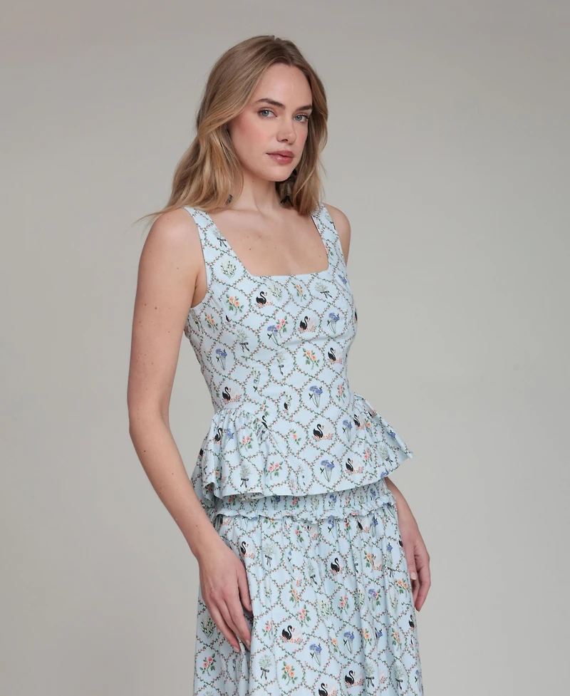 Avec Les Filles Women's Square Neck Zippered Top