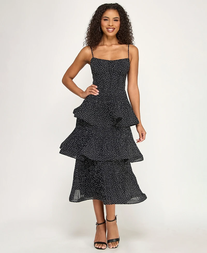 Seni & Cade Junior's Polka Dot Layered Ruffle Midi Dress