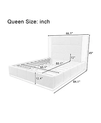 Streamdale Furniture Elegant Upholstered Platform Bed with Extended Headboard