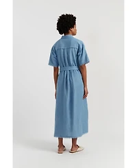 Chinti & Parker Women's Linen-Blend Scallop Shirt Dress