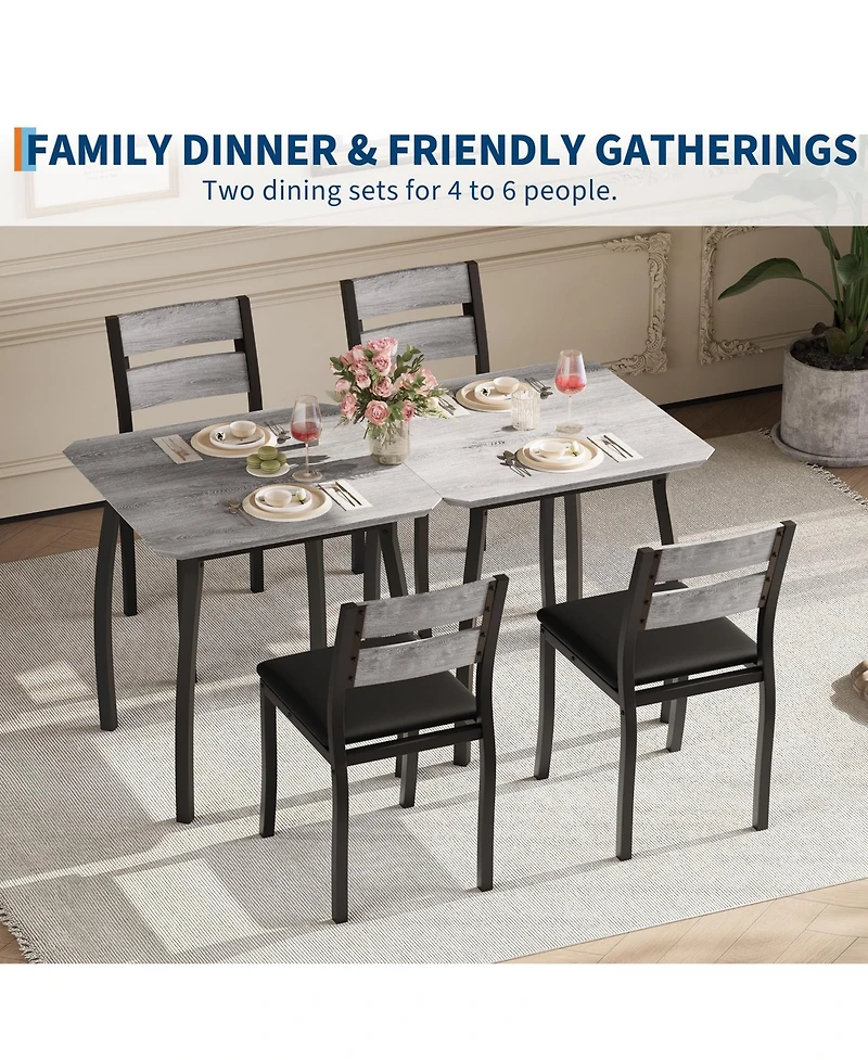 gaomon 3 Piece Dining Table Set for 2, Small Kitchen with 2 Upholstered Chairs and Metal Frame & Wood Tabletop