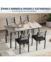 gaomon 3 Piece Dining Table Set for 2, Small Kitchen with 2 Upholstered Chairs and Metal Frame & Wood Tabletop