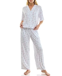 Jaclyn Intimates Women's Button-Up Top and Pull-On Pajama Pants, 2-Piece Set