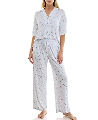 Jaclyn Intimates Women's Button-Up Top and Pull-On Pajama Pants, 2-Piece Set