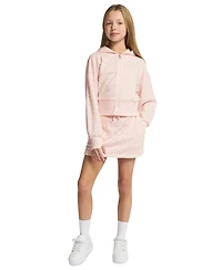 Calvin Klein Girls' 7-16 Flocked Zip-Front Hoodie