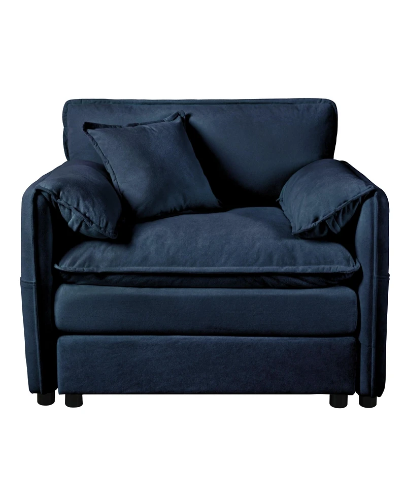 Boyel Living Oversized 41.73" Chenille Armchair with 1 Pillow, Modern Modular Reading Chair for Room or Bedroom, Deep-Seat Diy Sectional