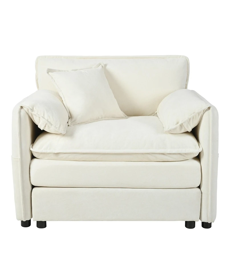 Boyel Living Oversized 41.73" Chenille Armchair with 1 Pillow, Modern Modular Reading Chair for Room or Bedroom, Deep-Seat Diy Sectional