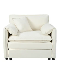 Boyel Living Oversized 41.73" Chenille Armchair with 1 Pillow, Modern Modular Reading Chair for Room or Bedroom, Deep-Seat Diy Sectional