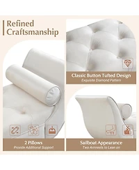 Streamdale Furniture Upholstered Velvet Bench with 2 Pillows and Rolled Arms