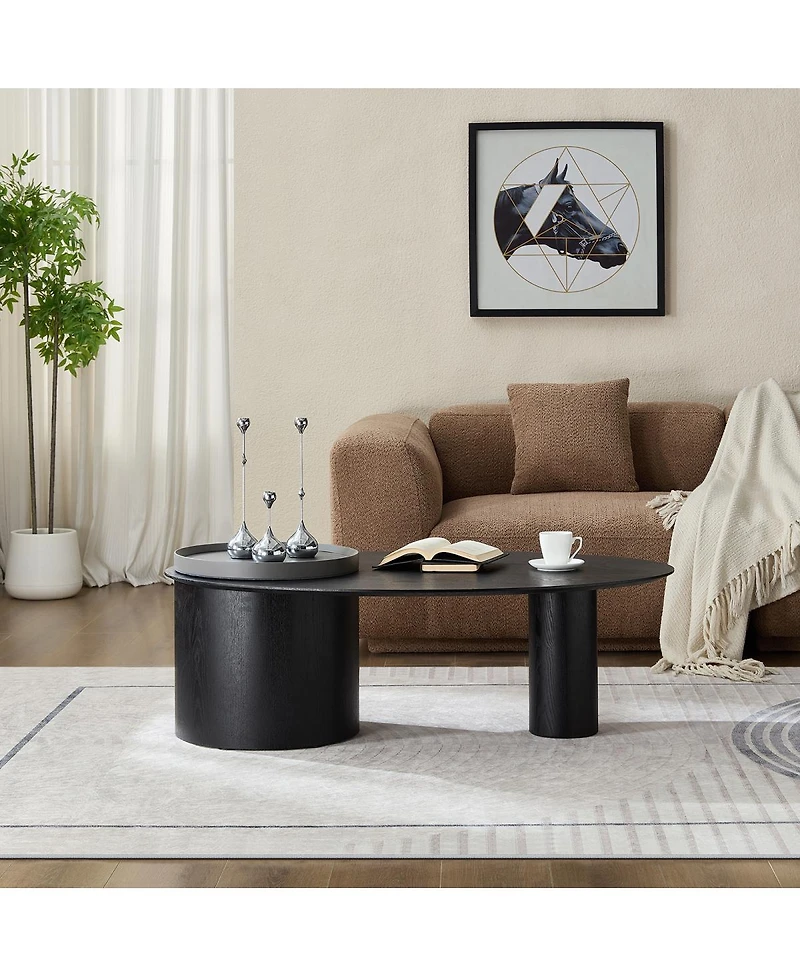 Streamdale Furniture Modern Oval Luxury Coffee Table, Sophisticated Living Room Center Table