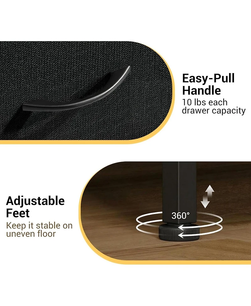 gaomon Stylish 3-Drawer Dresser with Removable Fabric Bins