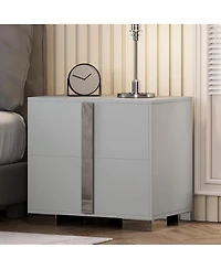 Streamdale Furniture Modern End Table with Drawers and Metal Foot