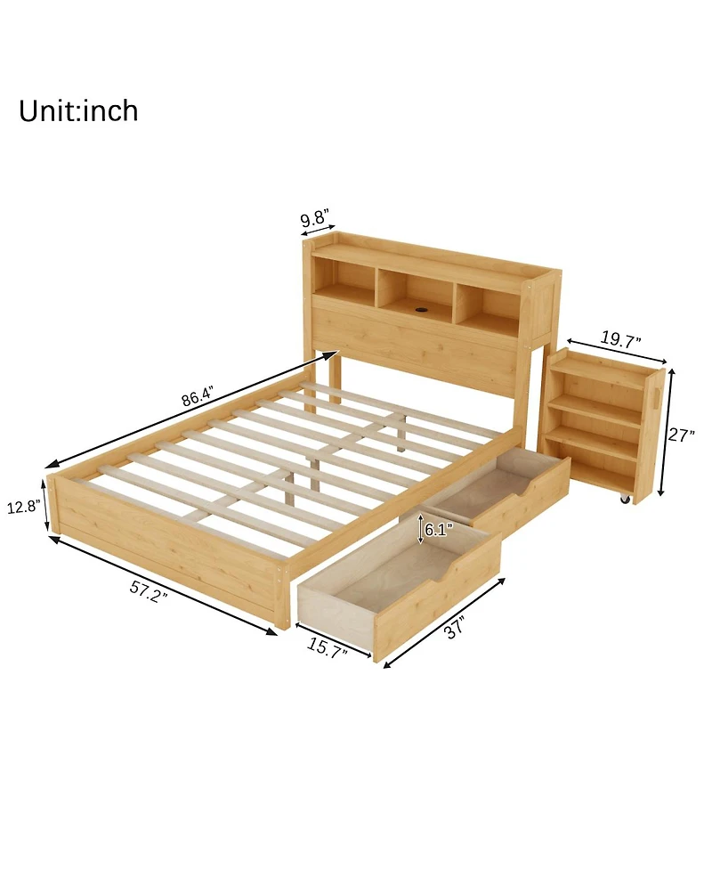 Streamdale Furniture Full Size Storage Bed with Led Headboard and Drawers
