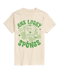 Airwaves Men's SpongeBob Squarepants One Lucky Sponge Clovers Short-Sleeve Graphic T-Shirt