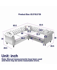 Streamdale Furniture 83.5" Oversized L-Shaped Sectional Sofa, 5-Seater Couch with 3 Pillows