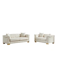 Streamdale Furniture 3+2 Seater Chesterfield Rolled Arm Velvet Combination Sofa