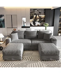 Streamdale Furniture 82.7" Plush Corduroy 3-Seat Sofa, Modern Comfy Upholstered Cloud Couch