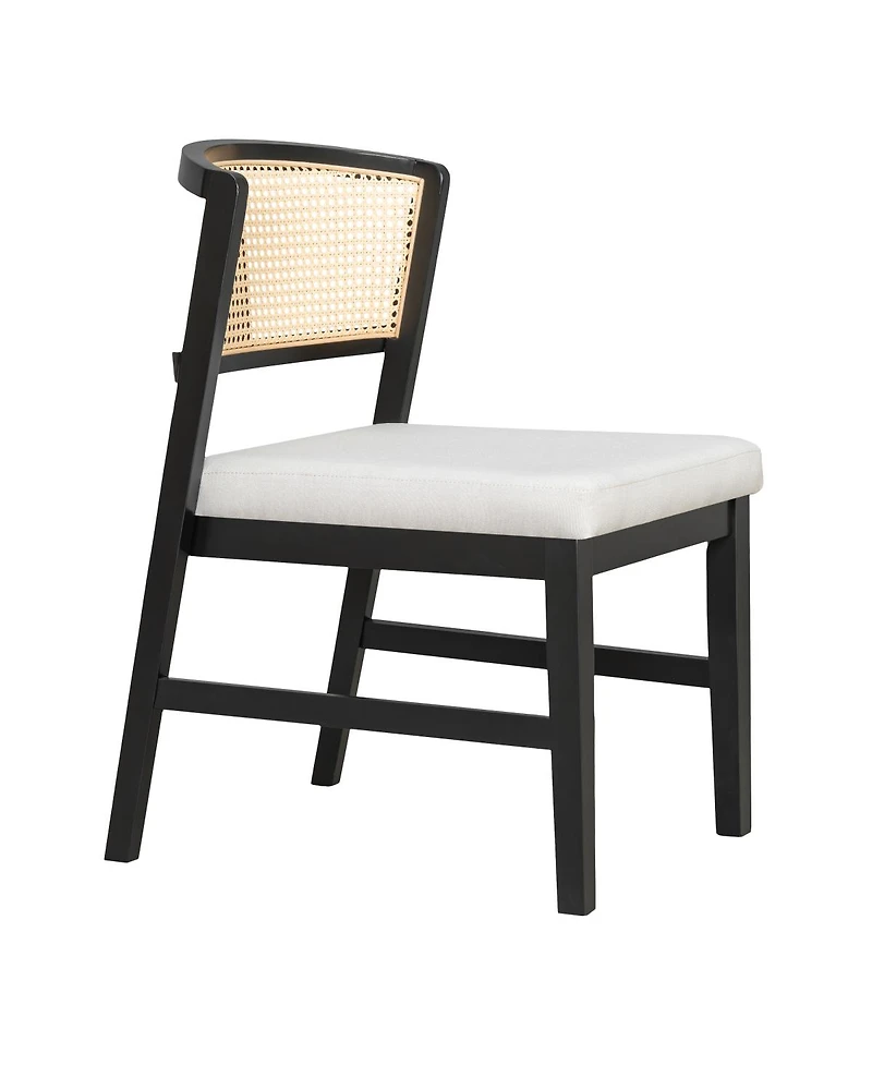 Streamdale Furniture Set of 2 Rattan Dining Chairs, Fabric Upholstered Kitchen Side Chair