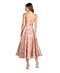 Mac Duggal Women's Sleeveless Brocade A Line Midi Dress