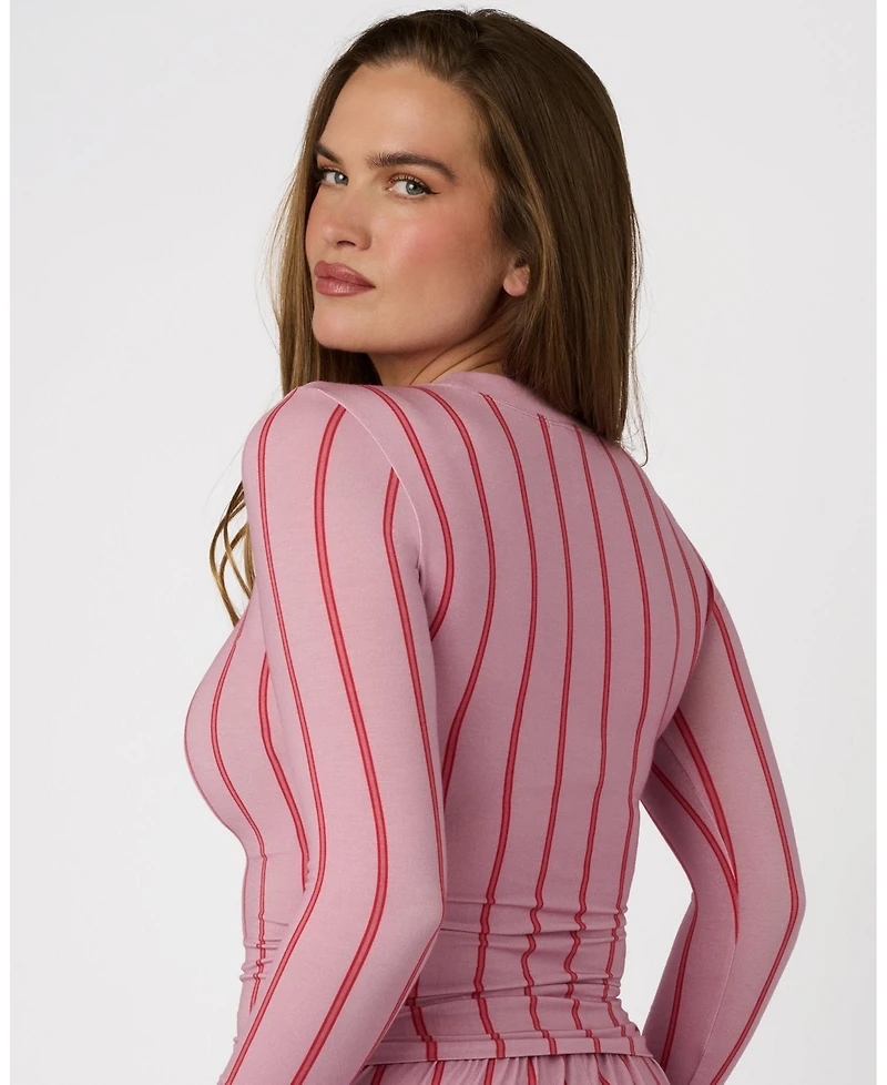 WeWoreWhat Women's Fitted Long Sleeve Crewneck Top