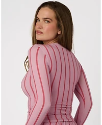 WeWoreWhat Women's Fitted Long Sleeve Crewneck Top