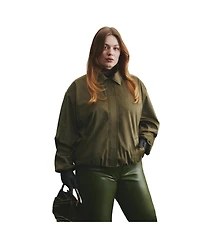 Eloquii Women's Faux Suede Bomber Jacket