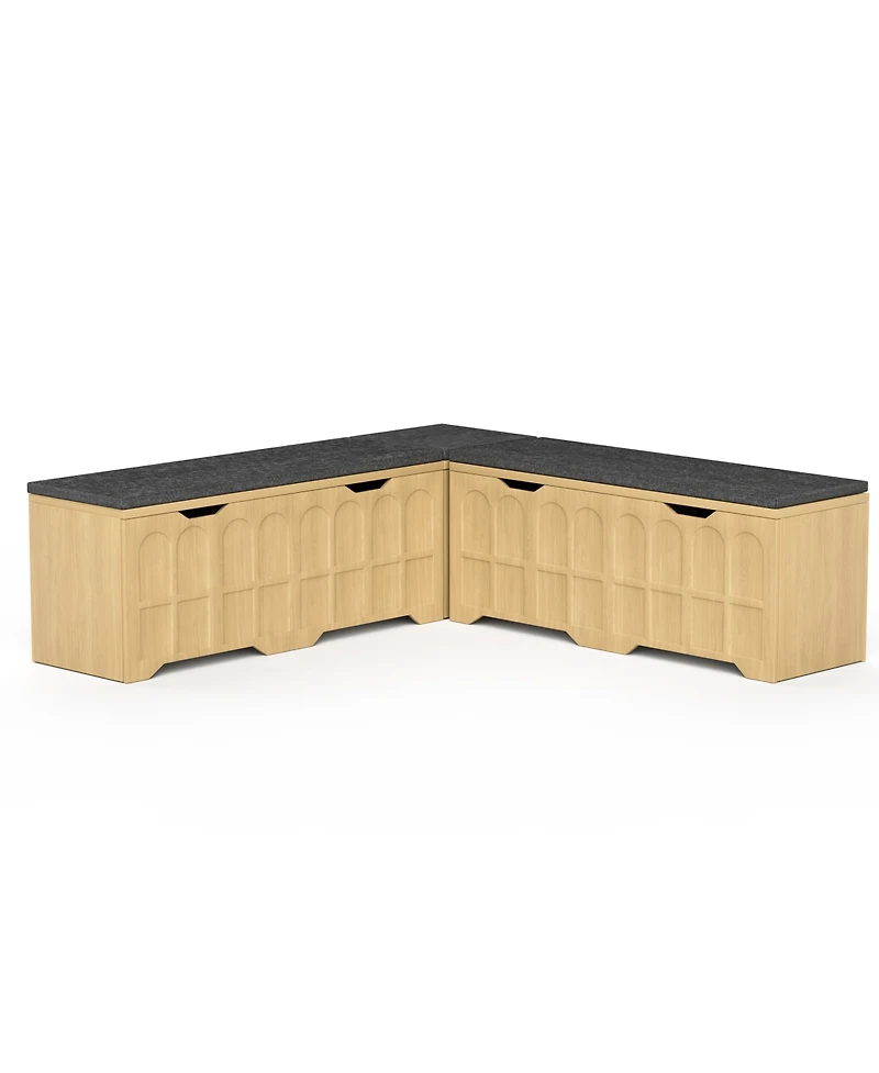 Streamdale Furniture L-Shaped Modular Storage Bench with Cushion