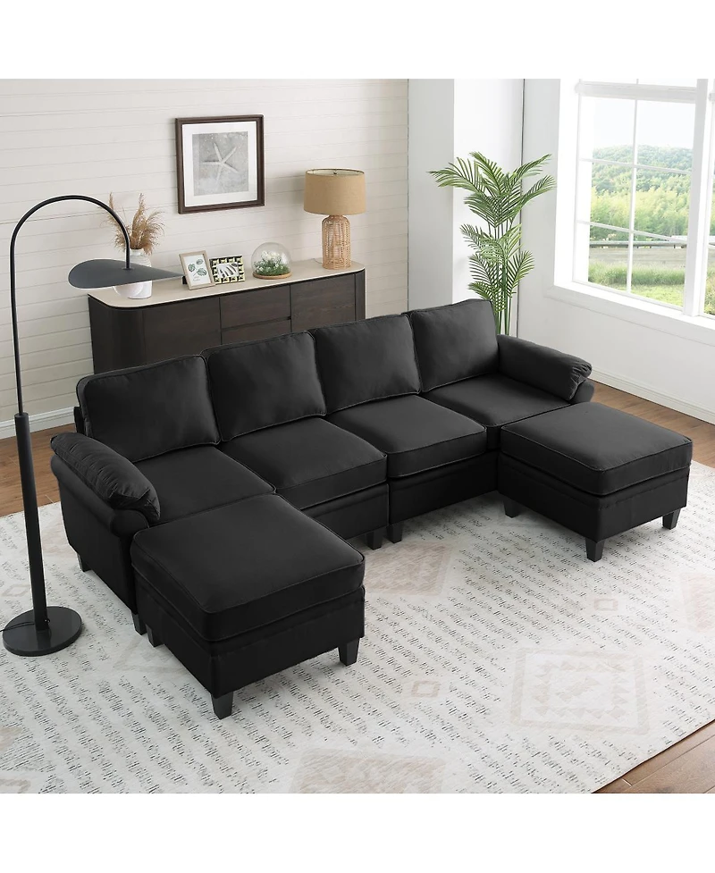 Streamdale Furniture 102" Contemporary L-Shaped Modular Sectional Sofa with Storage Ottoman