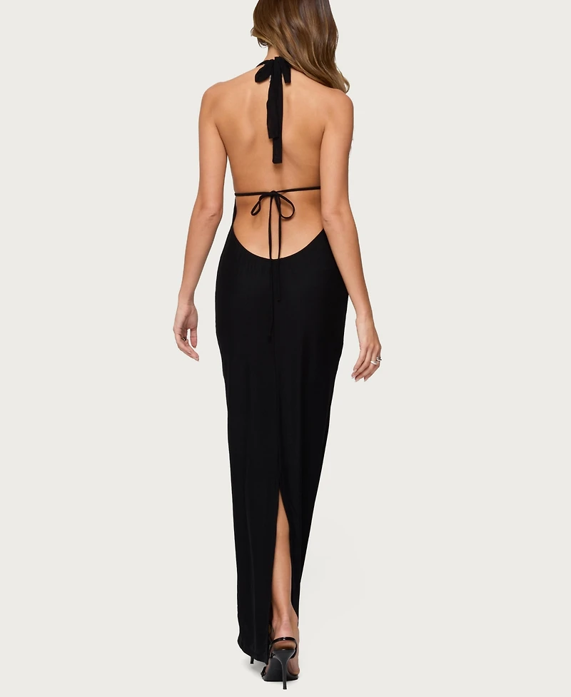 Edikted Women's Laretta Cowl Neck Backless Maxi Dress