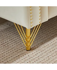 Streamdale Furniture Velvet Copper Stud Detailing & Tufted Buttons Chesterfield sofa