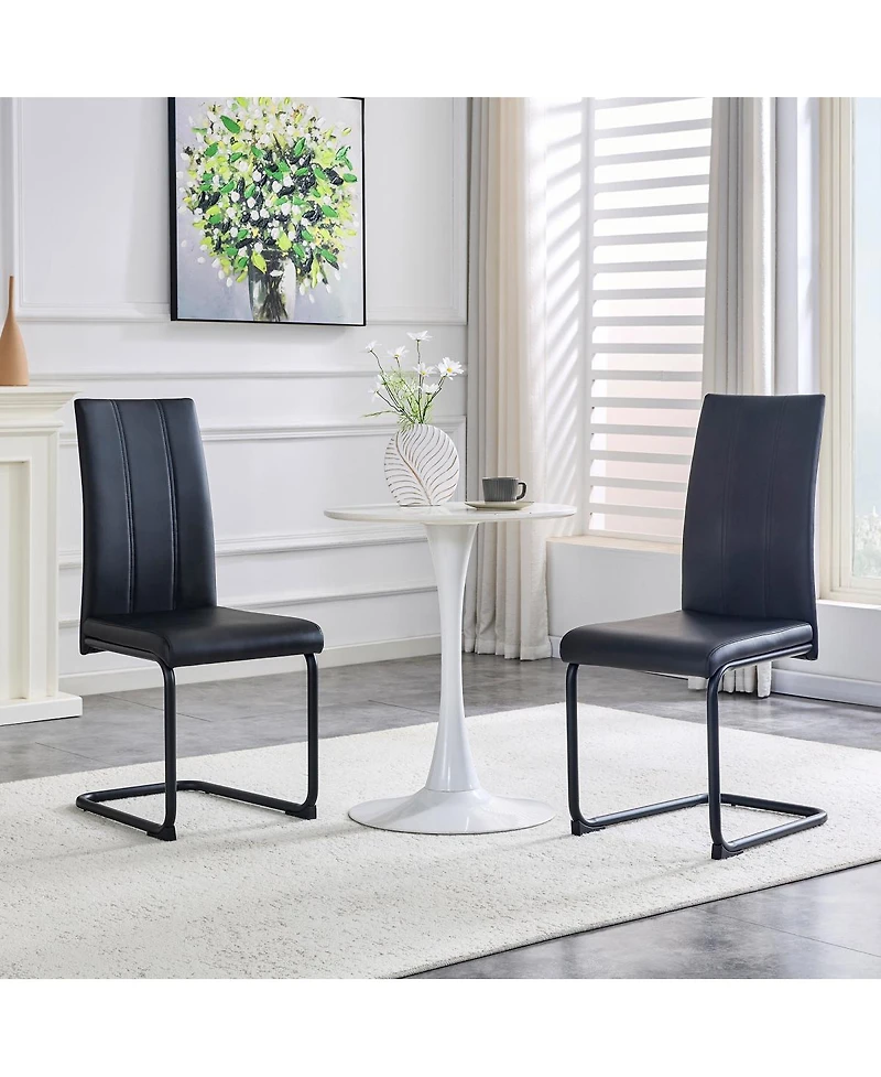 Streamdale Furniture 2-Pack Pu Upholstered Dining Chairs - Black Modern Kitchen Side Chairs