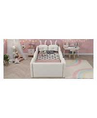 Streamdale Furniture Twin Upholstered Platform Bed with Rabbit Cushion & Removable Rails