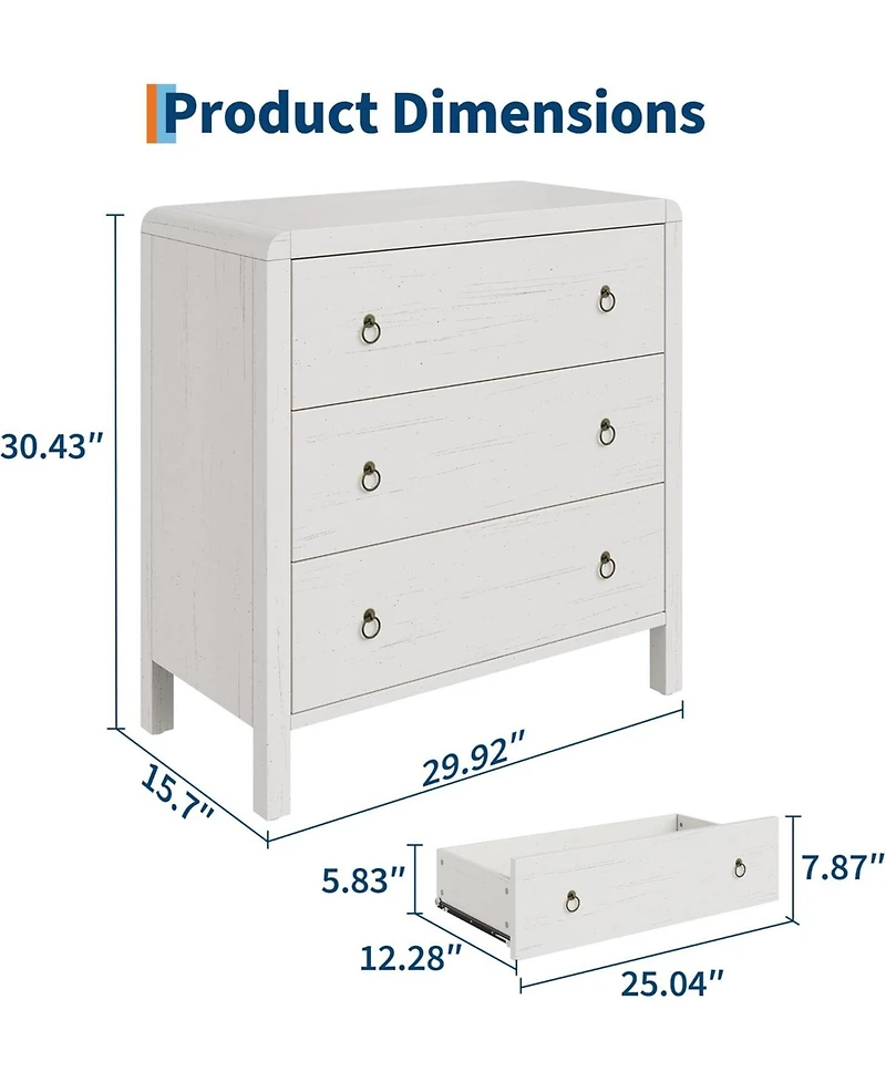 gaomon Dresser for Bedroom, Chest of Dressers, 30" Tall Dresser for Closet with 3 Drawers