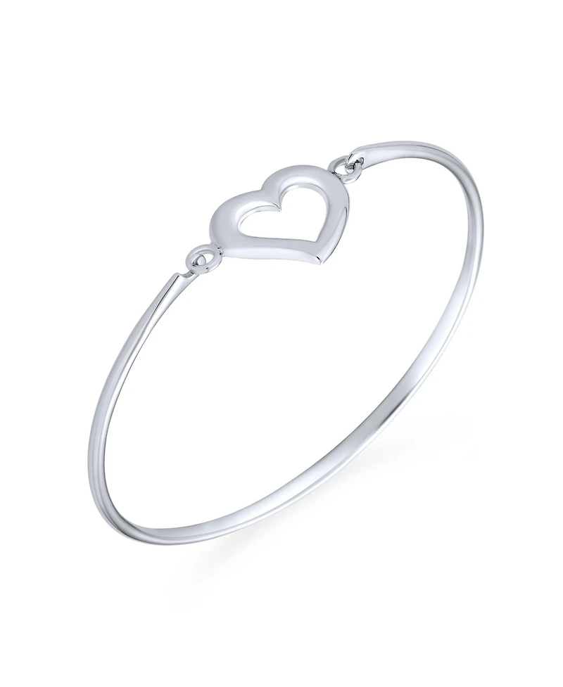Bling Jewelry Romantic Open Heart Bangle Bracelet .925 Sterling Silver