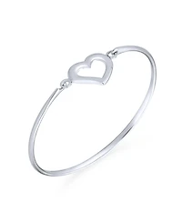 Bling Jewelry Romantic Open Heart Bangle Bracelet .925 Sterling Silver