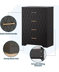 Gaomon Tall 4 Drawer Wooden Dresser with Metal Handles, Storage Cabinet for Bedroom, Hallway