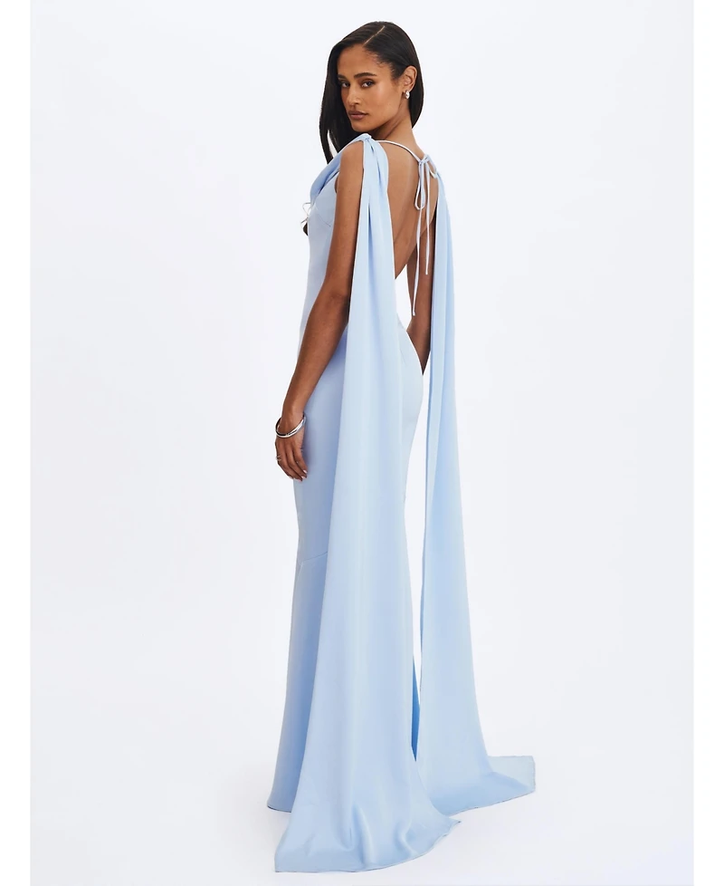 Miss Circle Women's Eira Cowl Scarf-Detail Mermaid Maxi Dress