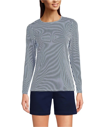 Lands' End Women's Long Sleeve Sunshade Upf 50 Quick Dry Crewneck Garden Tee