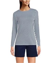 Lands' End Women's Long Sleeve Sunshade Upf 50 Quick Dry Crewneck Garden Tee