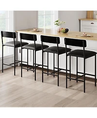 gaomon Bar Stools Set of Kitchen Bar Stools with Footrest Pu Upholstered Counter Height Barstools Bar Chairs with Back for Kitchen Easy Assembly