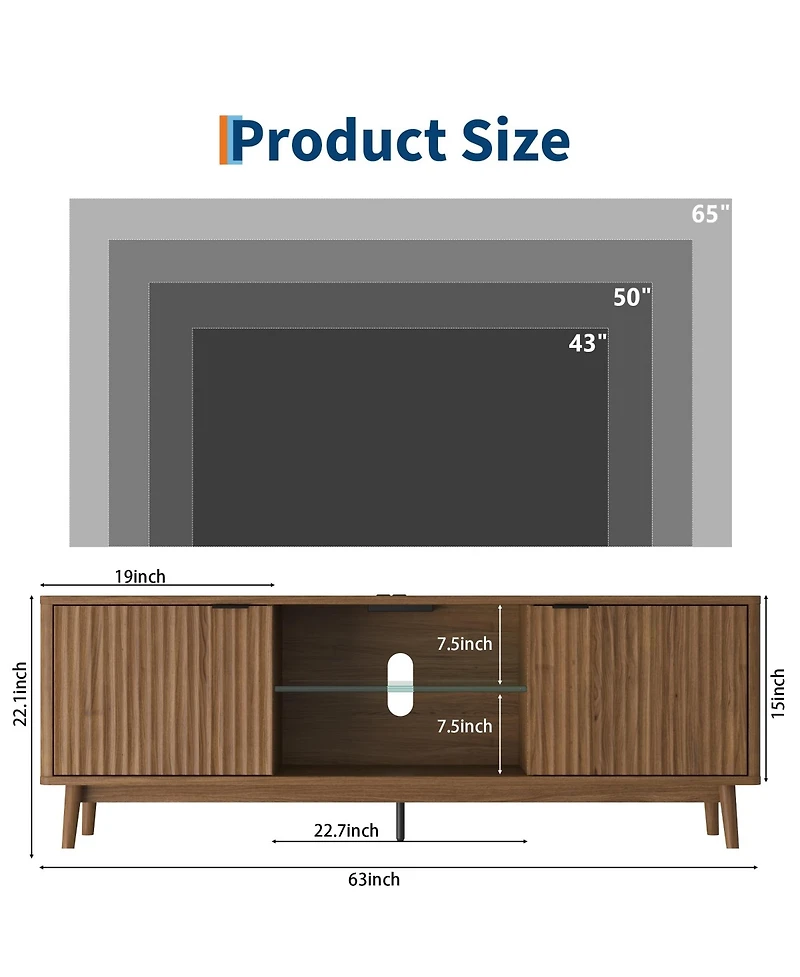gaomon Tv Stand Entertainment Center with Storage Cabinets,Open Shelves & Power Outlets Media Tv Console Table for Up to 75" Tv