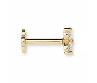 Curata Jewelry Solid 14k Gold 18G Cubic Zirconia Trinity 3-Stone Cartilage Labret Flat-back Piercing