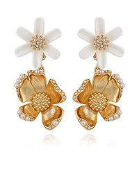 Guess Gold Plated Floral Drop Earrings