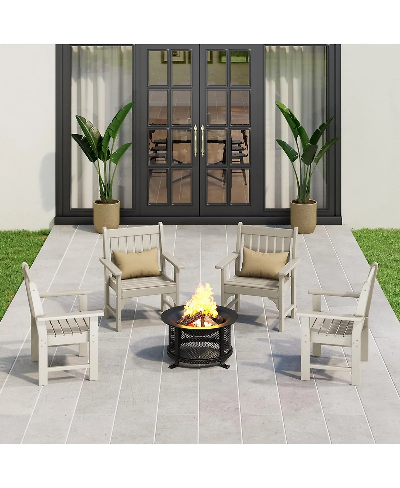 WestinTrends Outdoor Patio Hdpe Adirondack Dining Arm Chairs (Set of