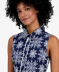 Robbie Bee Women's Printed Collared Neck Midi Dress