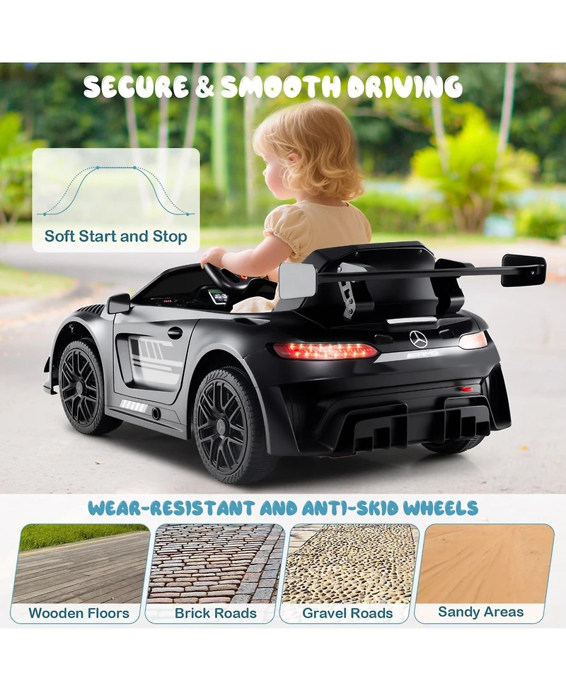 Mecale 12V Kids Ride-On Car Mercedes-amg GT3 Licensed with Adjustable Speed