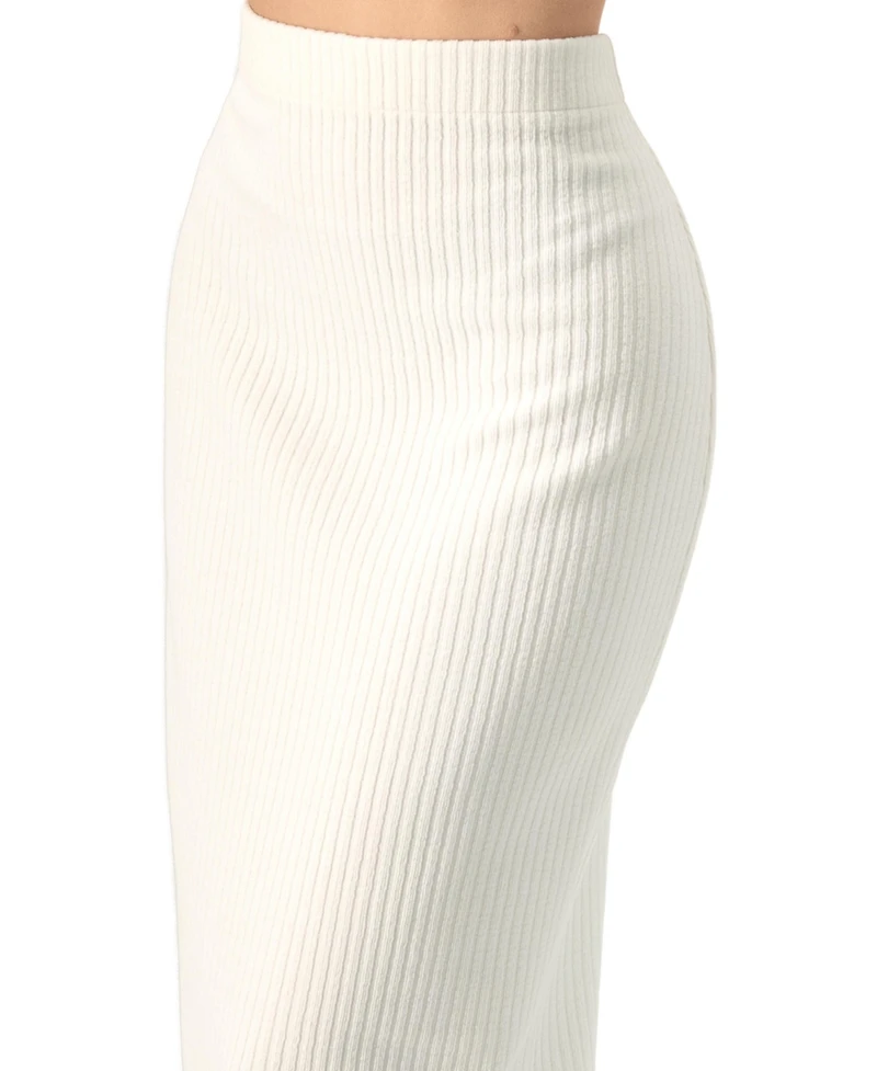 Ivonne Women's Long Ribbed Pencil Skirt with Back Zipper