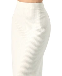 Ivonne Women's Long Ribbed Pencil Skirt with Back Zipper